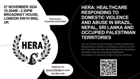 Register for the event: Healthcare Responding to Violence and Abuse in Brazil, Nepal, Sri Lanka and Occupied Palestinian Territories