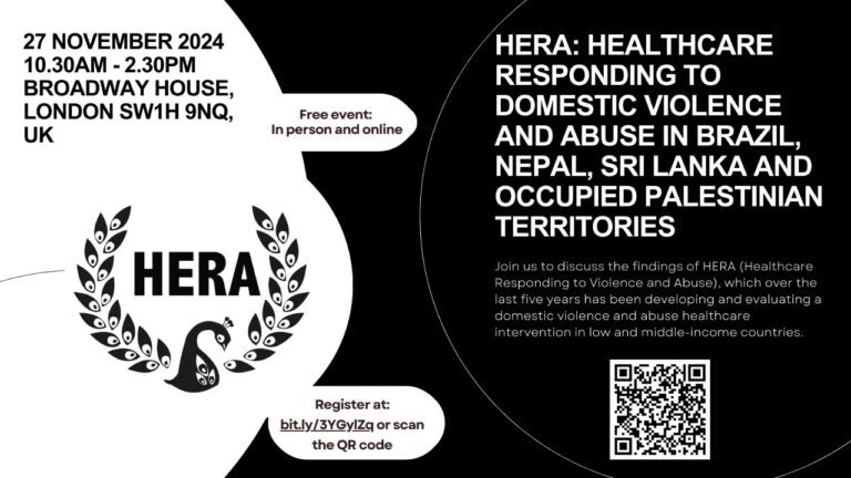 Read more about the article Register for the event: Healthcare Responding to Violence and Abuse in Brazil, Nepal, Sri Lanka and Occupied Palestinian Territories